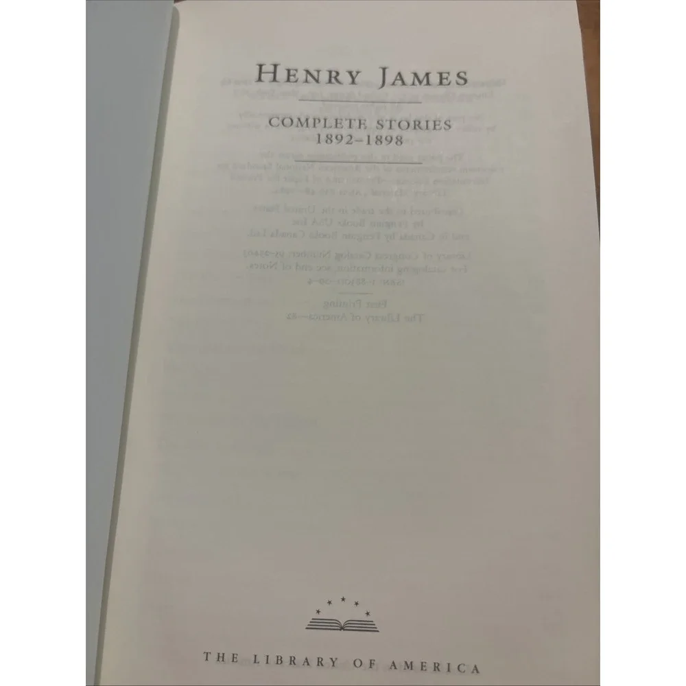 Henry James Complete Stories 1892-1893 w/ Slipcase, Library Of America, H. James